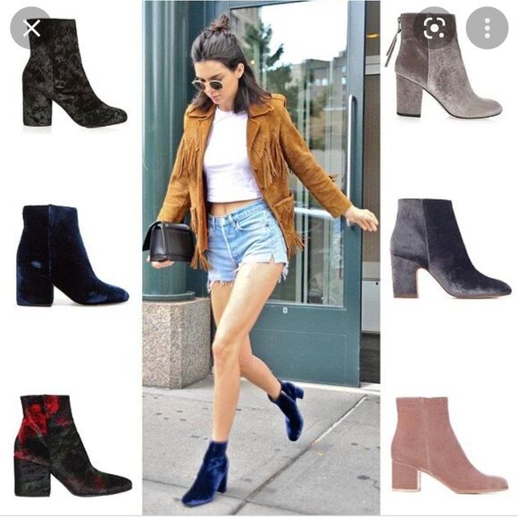 Stuart Weitzman On The Fringe Black Ankle Boots Block Heel Booties Size 8.5 - Picture 1 of 11